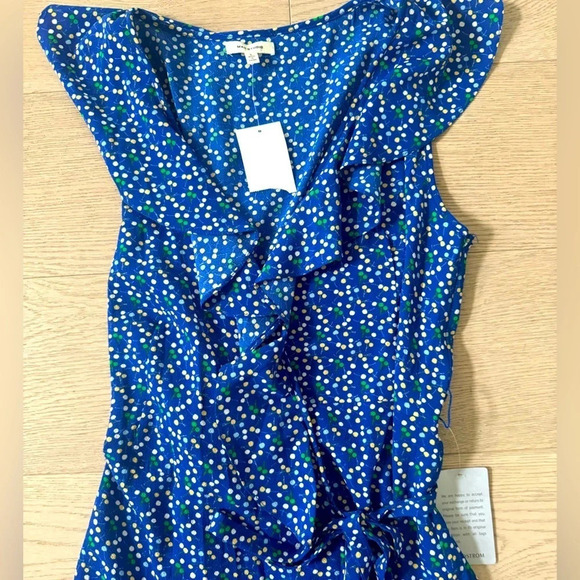 Max Studio polka dot wrap dress with ruffle trim NWT size large - Picture 4 of 6